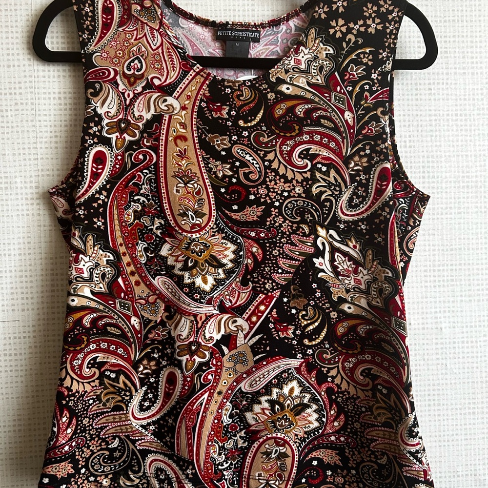 Vintage Paisley Sleeveless Top - Multicolor